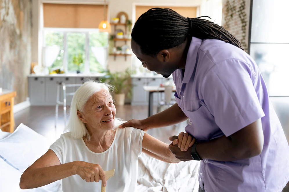 Personal care for elderly woman and the different types of homecare services.